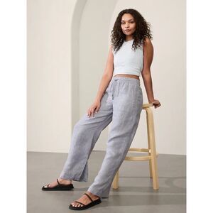 Athleta | Grey 100% Linen Drawstring Travel Pants w/ Pockets | Size 6